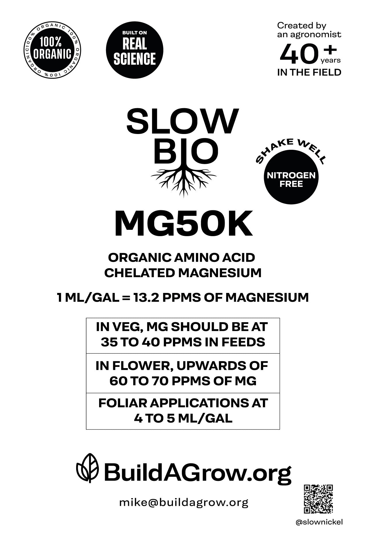 ORGANIC SLOWBIO MG50K - Organic Liquid Amino Acid Chelated Magnesium