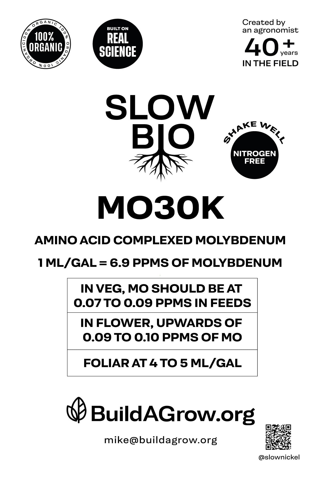 ORGANIC SLOW BIO MO30K - Organic Liquid Amino Acid Chelated Molybdenum