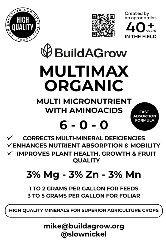 Build A Grow Multi-Max Organic - 6-0-0-3 Mg-3 Zn-3Mn-1.5 Fe-1 Cu-0.5 B-0.25 Mo Foliar & Feed