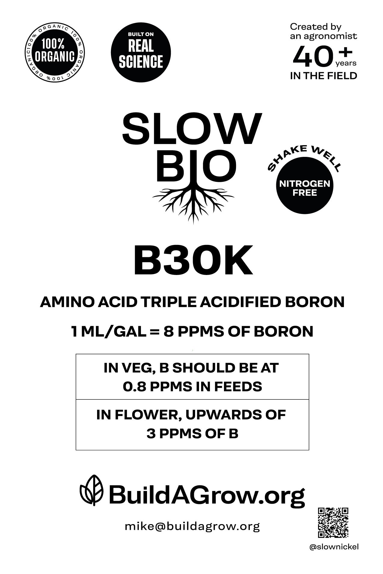 ORGANIC SLOWBIO B30K - Organic Liquid Amino Acid Chelated Boron