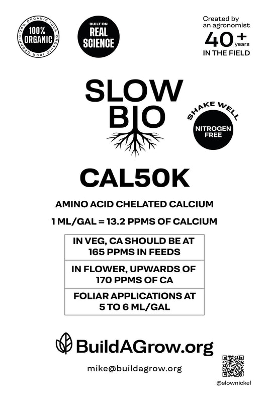 ORGANIC SLOWBIO CAL50K - Organic Liquid Amino acid chelated Calcium for foliar and fertilizer feeds