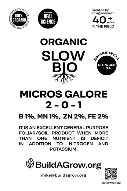 ORGANIC SLOW BIO MICROS GALORE  2 - 0 - 1   B 1%- Mn 1%- Fe2% Zn 2%