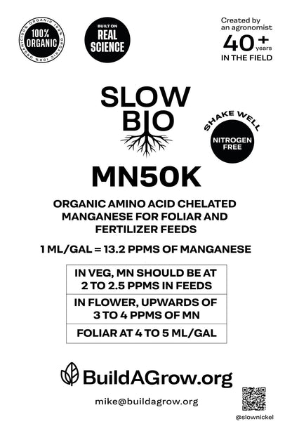 ORGANIC SLOWBIO MN50K - Organic Liquid Amino Acid Chelated Manganese for foliar and fertilizer feeds