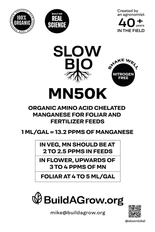 ORGANIC SLOWBIO MN50K - Organic Liquid Amino Acid Chelated Manganese for foliar and fertilizer feeds