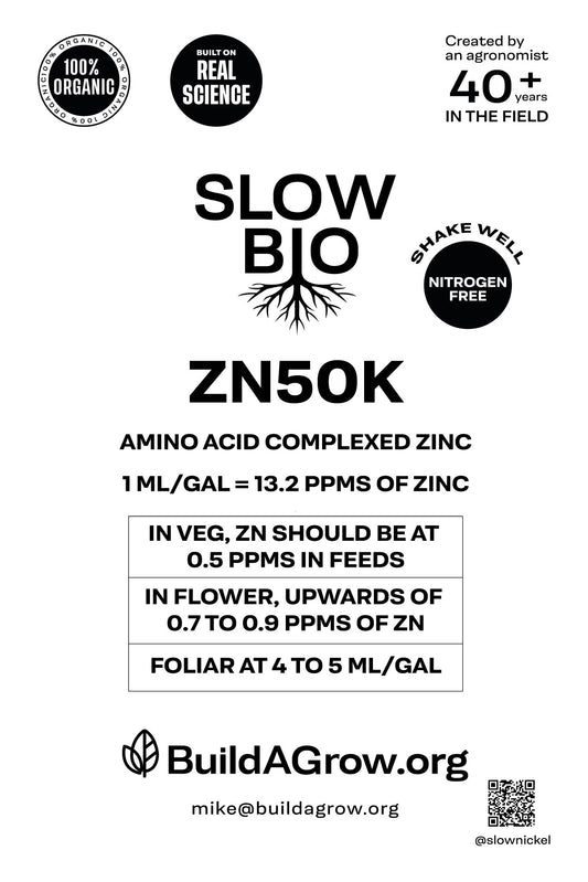 ORGANIC SLOWBIO ZN50K - Organic Liquid Amino Acid Chelated Zinc for foliar and fertilizer feeds