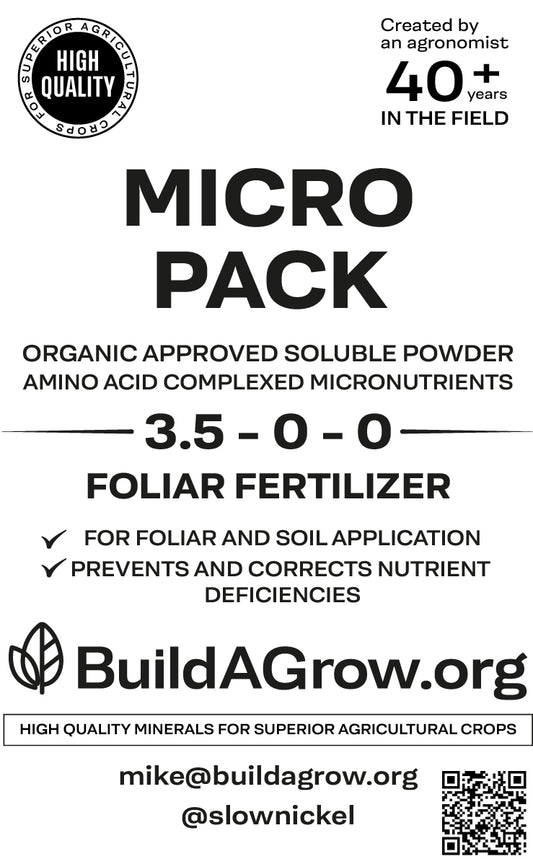 ORGANIC - MICRO PACK Nitrogen, Calcium, Magnesium, Iron, Manganese, Zinc and Copper