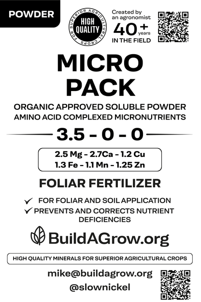 ORGANIC - MICRO PACK Nitrogen, Calcium, Magnesium, Iron, Manganese, Zinc and Copper